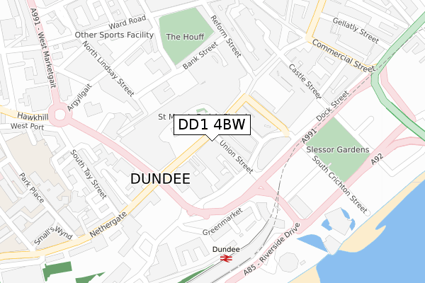DD1 4BW map - large scale - OS Open Zoomstack (Ordnance Survey)