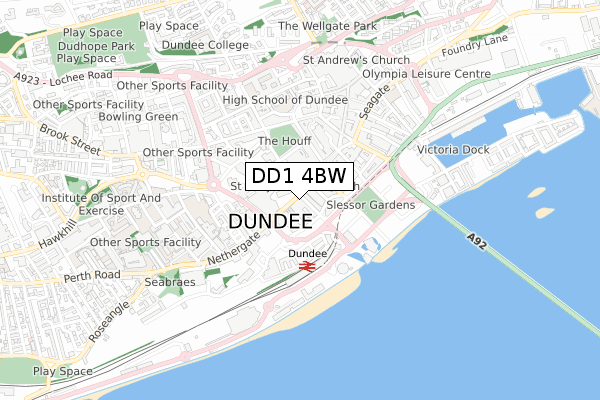 DD1 4BW map - small scale - OS Open Zoomstack (Ordnance Survey)