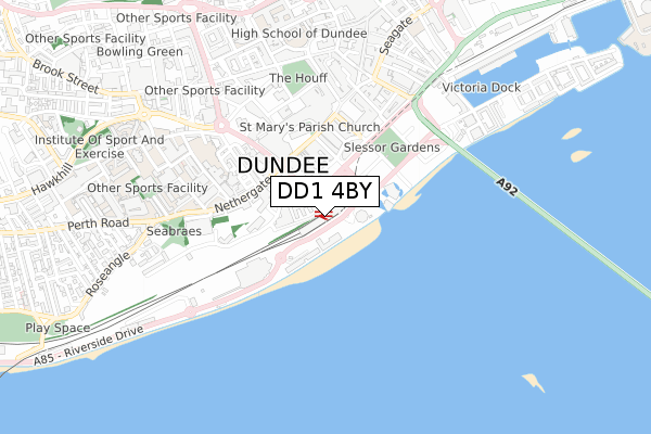 DD1 4BY map - small scale - OS Open Zoomstack (Ordnance Survey)