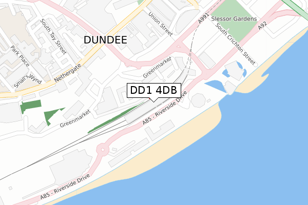 DD1 4DB map - large scale - OS Open Zoomstack (Ordnance Survey)