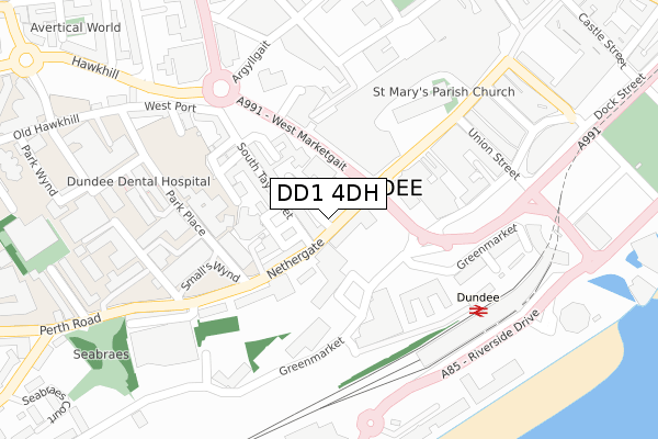 DD1 4DH map - large scale - OS Open Zoomstack (Ordnance Survey)