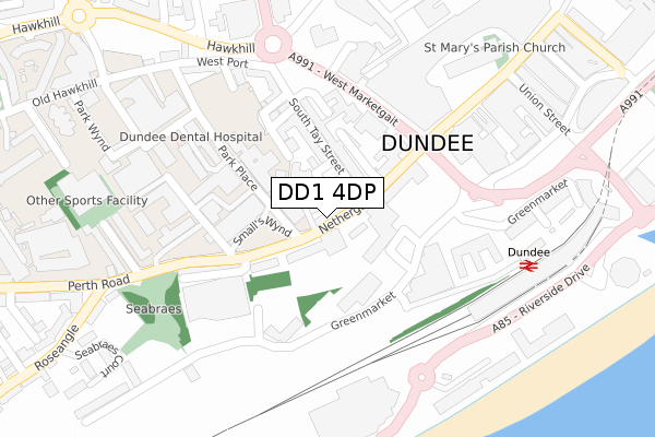 DD1 4DP map - large scale - OS Open Zoomstack (Ordnance Survey)