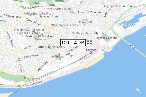DD1 4DP map - small scale - OS Open Zoomstack (Ordnance Survey)