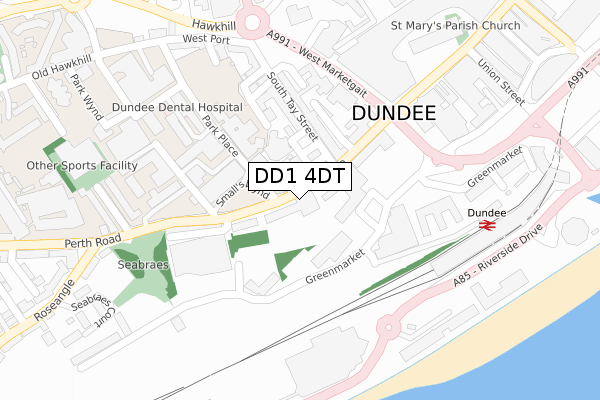 DD1 4DT map - large scale - OS Open Zoomstack (Ordnance Survey)