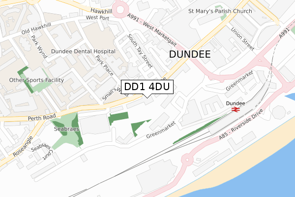 DD1 4DU map - large scale - OS Open Zoomstack (Ordnance Survey)