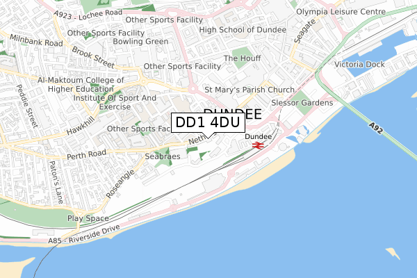 DD1 4DU map - small scale - OS Open Zoomstack (Ordnance Survey)