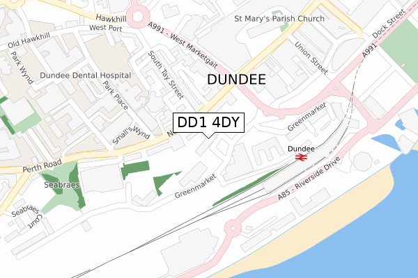 DD1 4DY map - large scale - OS Open Zoomstack (Ordnance Survey)