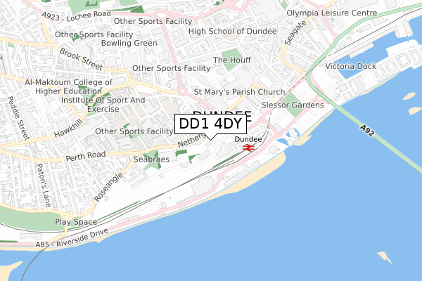 DD1 4DY map - small scale - OS Open Zoomstack (Ordnance Survey)