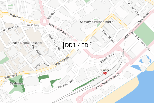 DD1 4ED map - large scale - OS Open Zoomstack (Ordnance Survey)