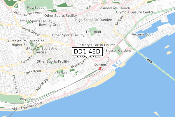 DD1 4ED map - small scale - OS Open Zoomstack (Ordnance Survey)