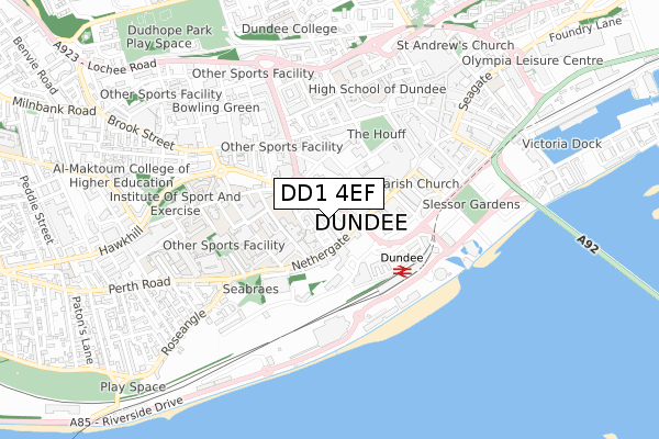 DD1 4EF map - small scale - OS Open Zoomstack (Ordnance Survey)