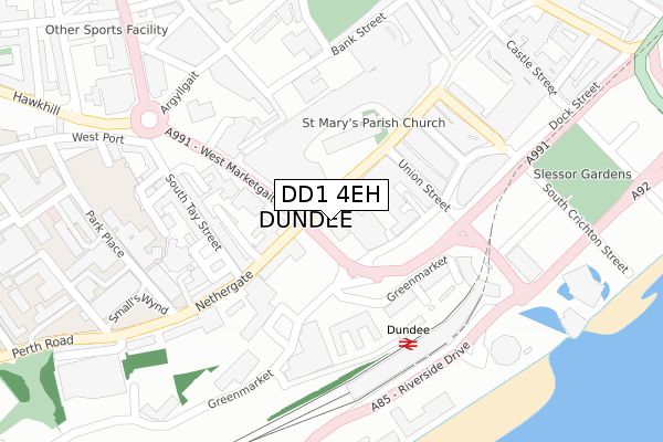 DD1 4EH map - large scale - OS Open Zoomstack (Ordnance Survey)