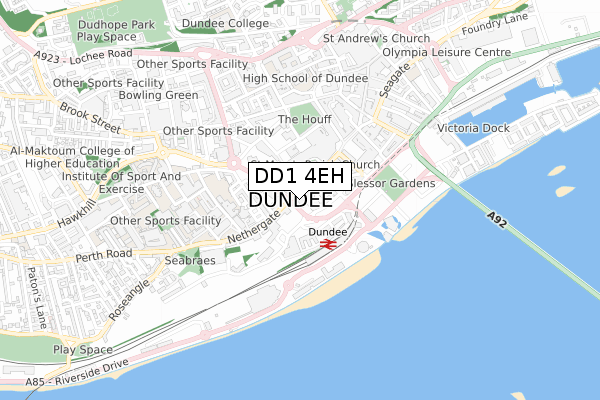 DD1 4EH map - small scale - OS Open Zoomstack (Ordnance Survey)