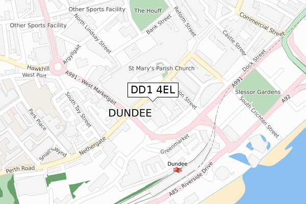 DD1 4EL map - large scale - OS Open Zoomstack (Ordnance Survey)
