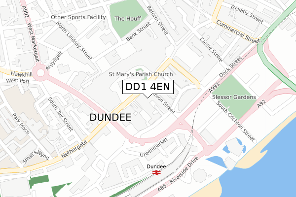 DD1 4EN map - large scale - OS Open Zoomstack (Ordnance Survey)