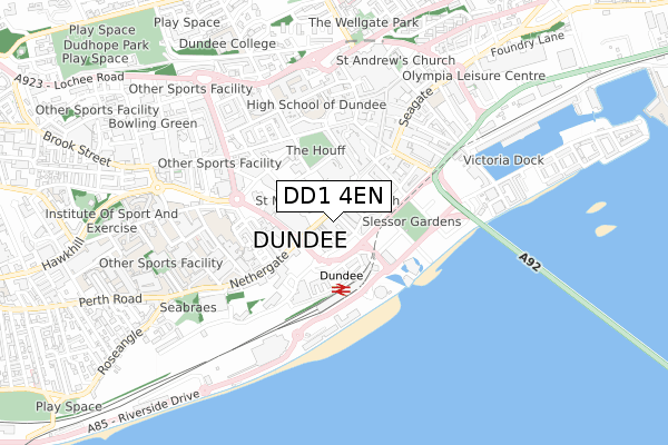 DD1 4EN map - small scale - OS Open Zoomstack (Ordnance Survey)