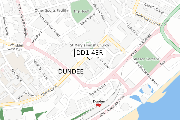 DD1 4ER map - large scale - OS Open Zoomstack (Ordnance Survey)