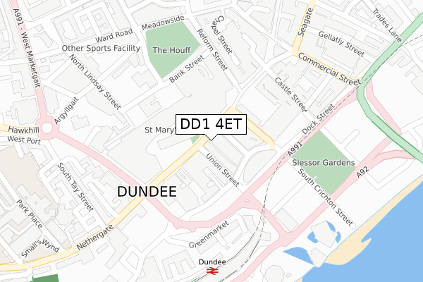 DD1 4ET map - large scale - OS Open Zoomstack (Ordnance Survey)