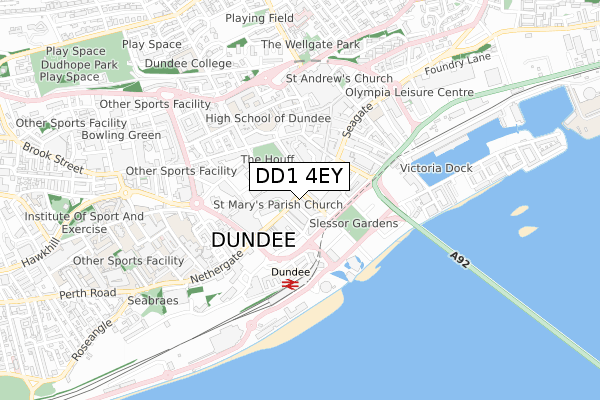 DD1 4EY map - small scale - OS Open Zoomstack (Ordnance Survey)