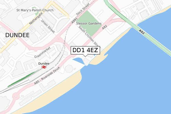 DD1 4EZ map - large scale - OS Open Zoomstack (Ordnance Survey)