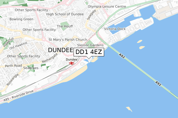 DD1 4EZ map - small scale - OS Open Zoomstack (Ordnance Survey)