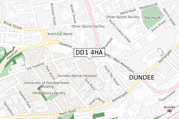 DD1 4HA map - large scale - OS Open Zoomstack (Ordnance Survey)