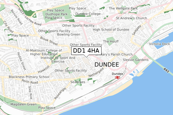 DD1 4HA map - small scale - OS Open Zoomstack (Ordnance Survey)