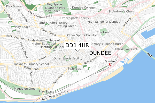 DD1 4HR map - small scale - OS Open Zoomstack (Ordnance Survey)