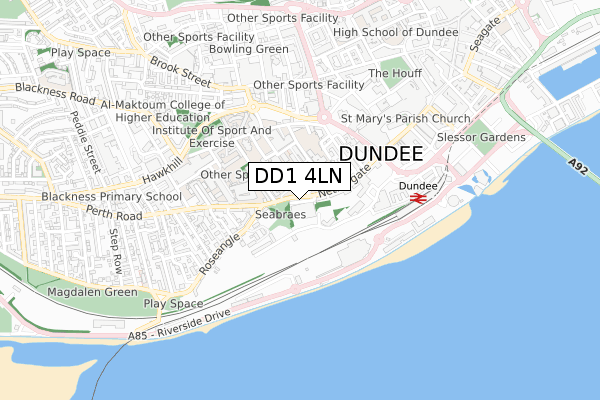 DD1 4LN map - small scale - OS Open Zoomstack (Ordnance Survey)