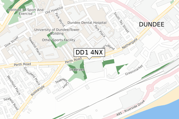 DD1 4NX map - large scale - OS Open Zoomstack (Ordnance Survey)