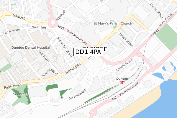 DD1 4PA map - large scale - OS Open Zoomstack (Ordnance Survey)