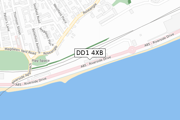 DD1 4XB map - large scale - OS Open Zoomstack (Ordnance Survey)