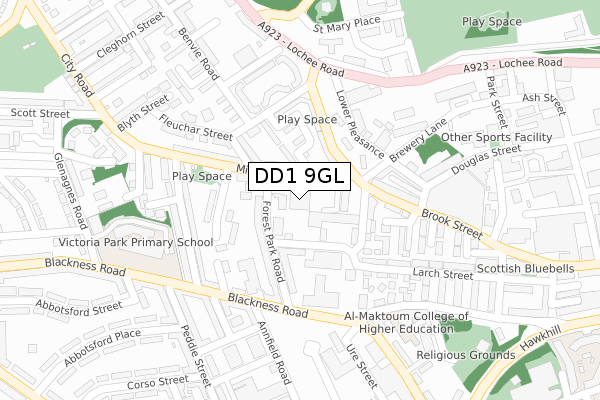DD1 9GL map - large scale - OS Open Zoomstack (Ordnance Survey) DD1 9GL map - large scale - OS Open Zoomstack (Ordnance Survey)