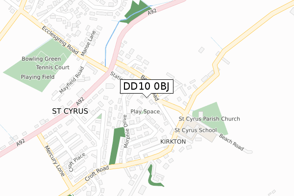 DD10 0BJ map - large scale - OS Open Zoomstack (Ordnance Survey)