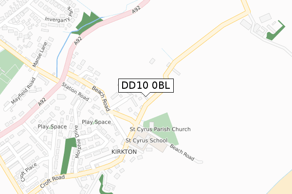 DD10 0BL map - large scale - OS Open Zoomstack (Ordnance Survey)