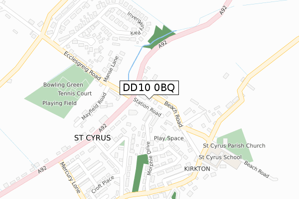 DD10 0BQ map - large scale - OS Open Zoomstack (Ordnance Survey)