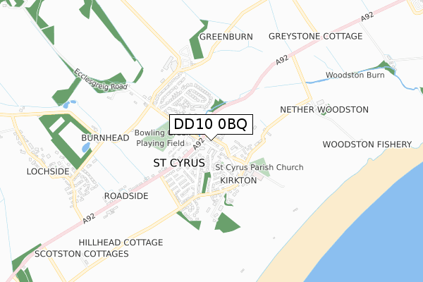 DD10 0BQ map - small scale - OS Open Zoomstack (Ordnance Survey)