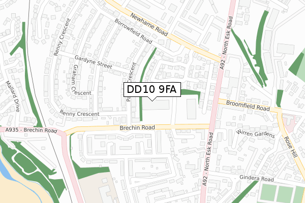 DD10 9FA map - large scale - OS Open Zoomstack (Ordnance Survey) DD10 9FA map - large scale - OS Open Zoomstack (Ordnance Survey)