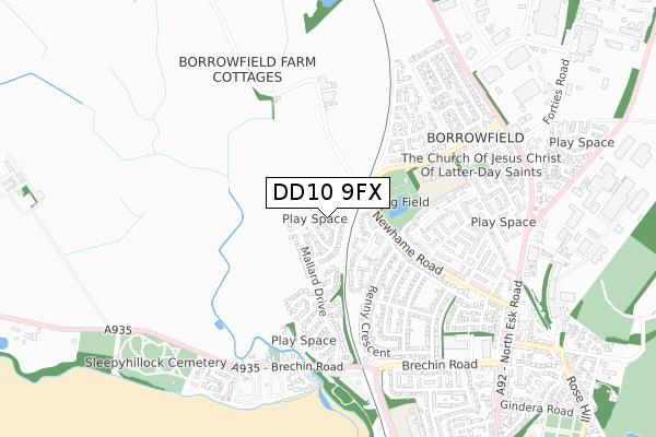 DD10 9FX map - small scale - OS Open Zoomstack (Ordnance Survey)