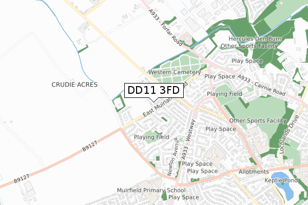 DD11 3FD map - small scale - OS Open Zoomstack (Ordnance Survey) DD11 3FD map - small scale - OS Open Zoomstack (Ordnance Survey)