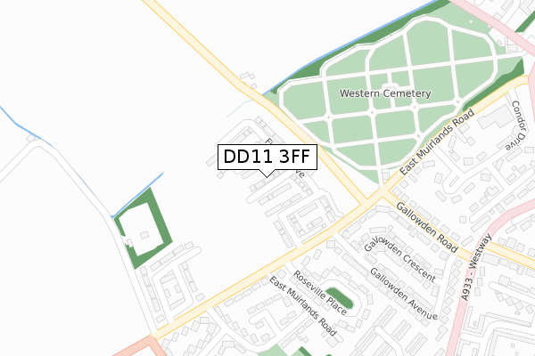 DD11 3FF map - large scale - OS Open Zoomstack (Ordnance Survey)