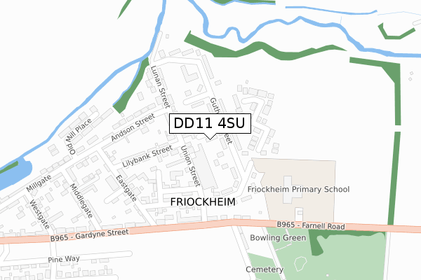 DD11 4SU map - large scale - OS Open Zoomstack (Ordnance Survey)