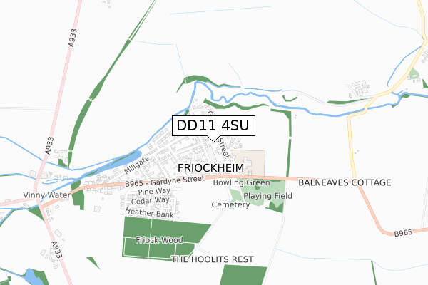 DD11 4SU map - small scale - OS Open Zoomstack (Ordnance Survey)