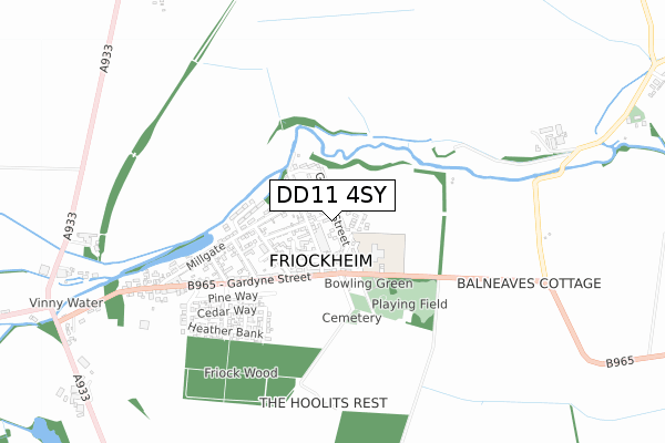 DD11 4SY map - small scale - OS Open Zoomstack (Ordnance Survey)