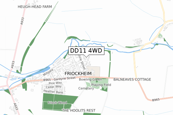 DD11 4WD map - small scale - OS Open Zoomstack (Ordnance Survey)