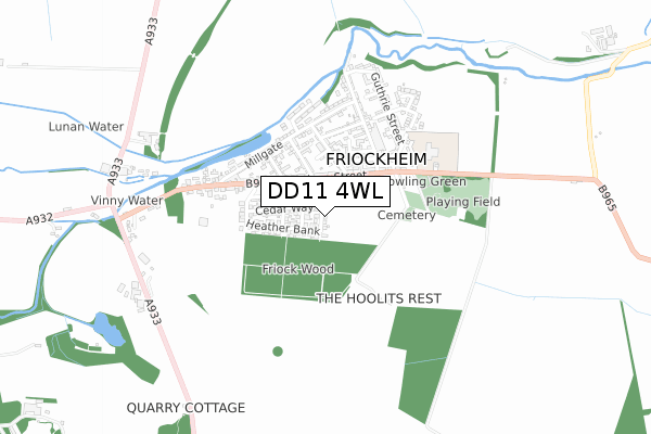 DD11 4WL map - small scale - OS Open Zoomstack (Ordnance Survey) DD11 4WL map - small scale - OS Open Zoomstack (Ordnance Survey)