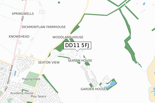 DD11 5FJ map - small scale - OS Open Zoomstack (Ordnance Survey)