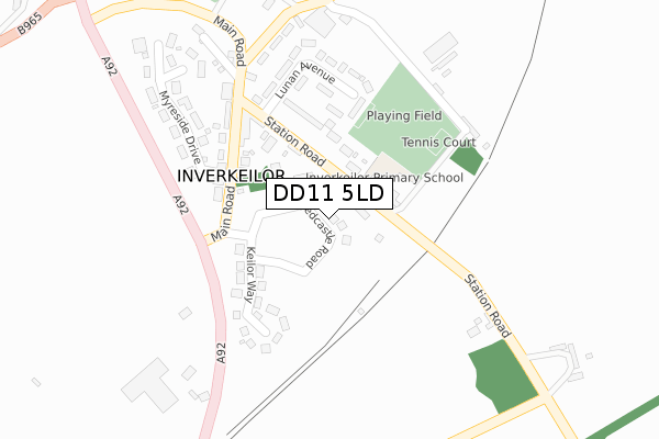 DD11 5LD map - large scale - OS Open Zoomstack (Ordnance Survey) DD11 5LD map - large scale - OS Open Zoomstack (Ordnance Survey)