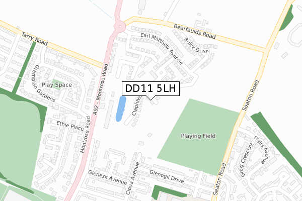 DD11 5LH map - large scale - OS Open Zoomstack (Ordnance Survey)