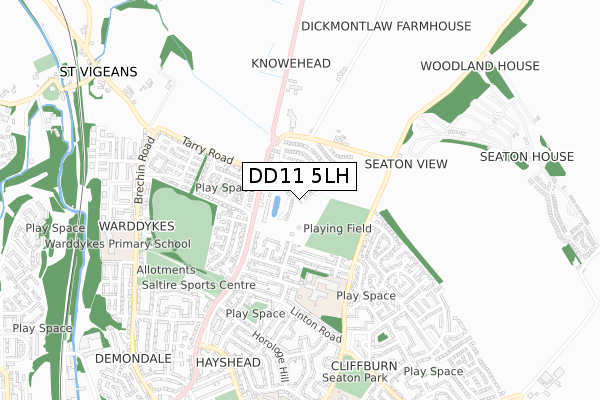 DD11 5LH map - small scale - OS Open Zoomstack (Ordnance Survey)